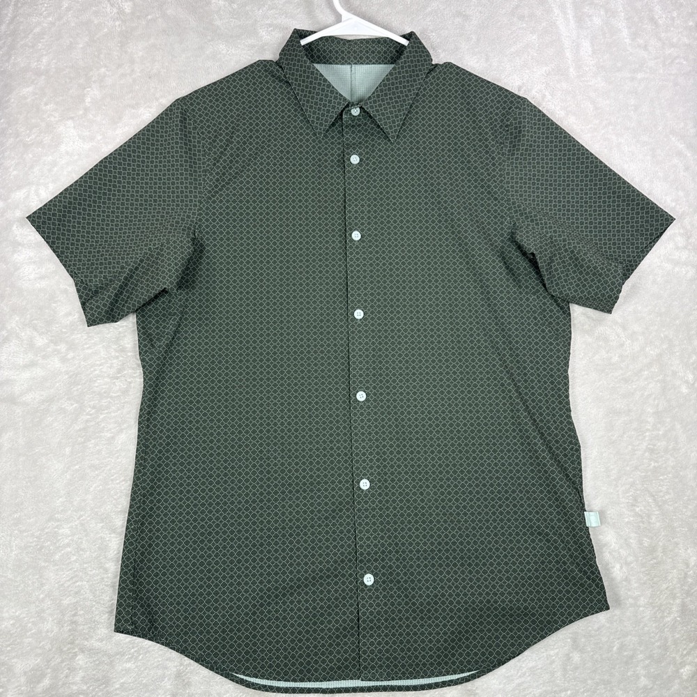 Lululemon Airing Easy Short Sleeve Shirt L Ventlight Green Geometric Stretch